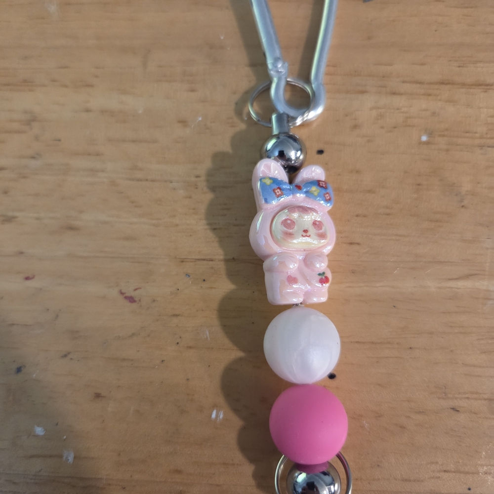 Charming Pink and White Character Key Holder